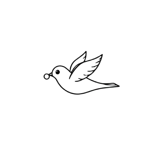 Line art bird carrying a lentil like a message